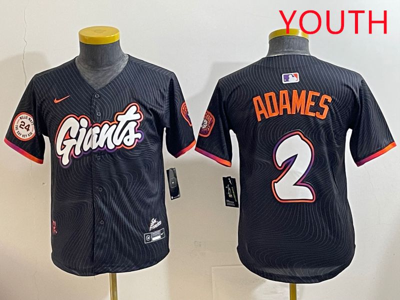 Youth San Francisco Giants #2 Adames Black Joint Name 2025 Nike MLB Jersey style 9->houston astros->MLB Jersey